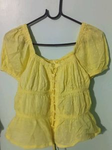 light Yellow Peplum Top