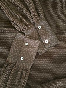 Brown Plisse V-Neck Top
