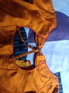 Trendy Orange Silk Blouse Stiched
