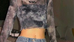 15254. Tie-Dye Mesh Long Sleeve Top