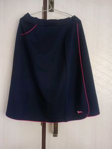 🪻Navy Blue A-Line Skirt with Pink Trim