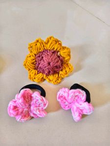 Handmade Crochet Flower Hair Ties