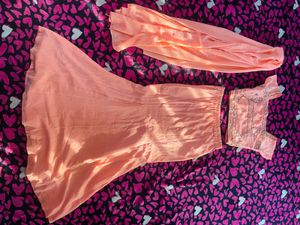 Peach Fish cut Lehenga Choli Set