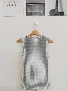 Striped Sleeveless Tie-Front Top