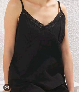 Black Lace Trim Camisole Top