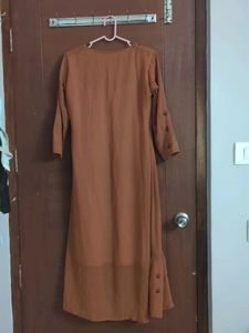 Embroidered Brown Maxi Dress