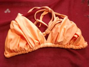 Coral Ruched Bikini Top