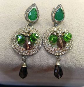 Elegant Green Stone Dangle Earrings With Free 🎁