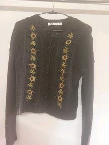 Zara Floral Embroidered Cardigan