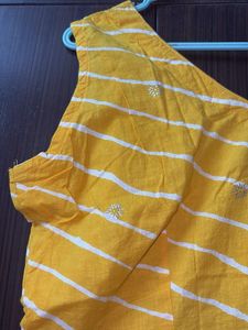Yellow Striped Cotton Kurta