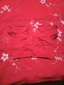 Elegant Red Embroidered Saree