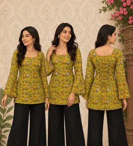 Vibrant Yellow Printed Kurta