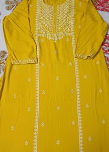 Yellow Embroidered Kurta