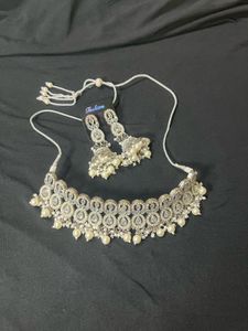 Stunning Silver Choker &amp; Earrings Set