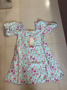 Floral Puff Sleeve Square Neck Dress