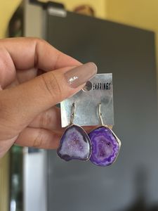 Unique Purple Agate Slice Earrings