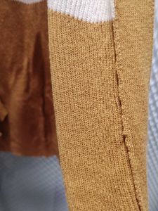 Mustard Yellow Cardigan with White Stripes