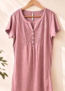 Women's Pink Embroidered Short Sleeve Top