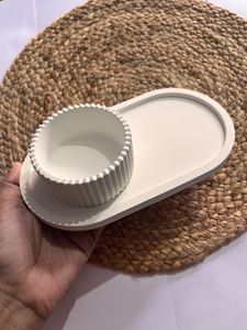 trinket Tray & ribbed jar