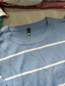 Light Blue Striped Knit sweater