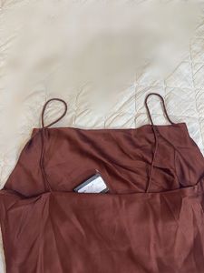 Satin Ruched Midi Dress
