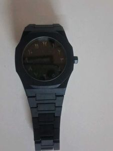 Sleek Black Watch with Unique Dial