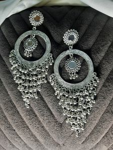 Beautiful Silver- Plated Oxidized Classic Drop Earrings 🤩