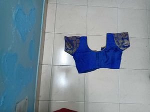 Vibrant Pink &amp; Blue Saree with Gold Print