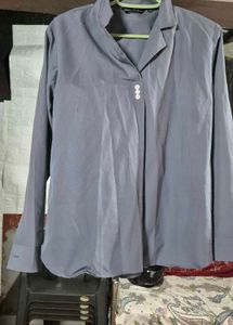 Elegant Grey Buttoned Top