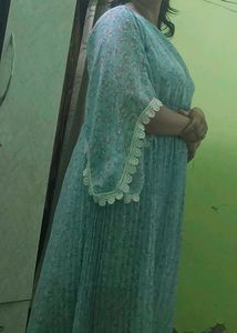 Elegant Mint Green Floral Gown