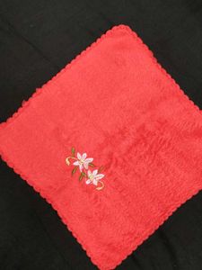 Embroidered Red super Soft microfiber handkerchief