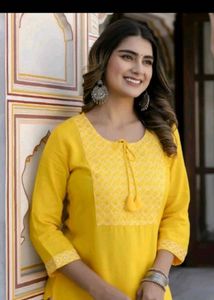 Yellow Embroidery Kurti