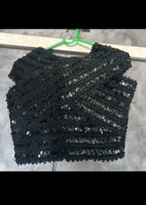 Sparkling Black Sequin Blouse
