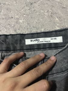 Zudio Charcoal Grey High Waist Mom Fit Jeans