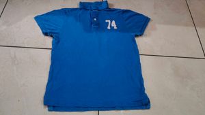 Blue Polo T-Shirt with '74' Graphic