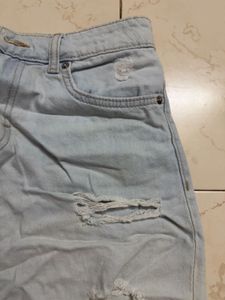 Distressed Denim Mini Skirt