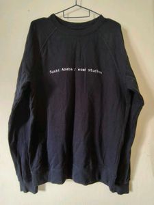 Navy Blue Crew Neck Graphic Sweatshirt
