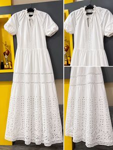 Chic White Embroidered Midi Dress