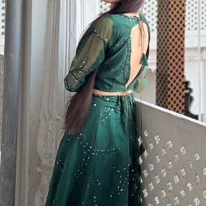Elegant Emerald Green Lehenga Choli Set