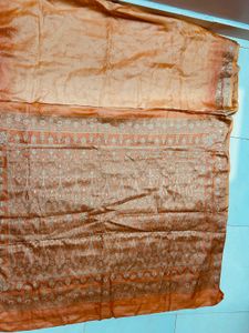 Peach Silk Saree with Delicate work &amp; Matchi
