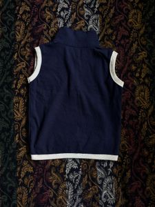 Navy Blue Sleeveless Quarter Zip Top