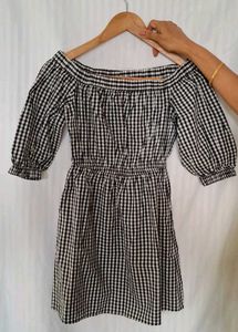 Chic Off-Shoulder Gingham Dress