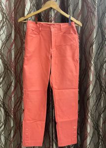 Coral  Pants with Button Detail