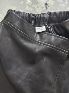 Black Faux Leather Skort with Belt