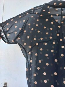 Sheer Polka Dot Button-Up Shirt