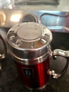 Red Metallic Travel Mug with Handle