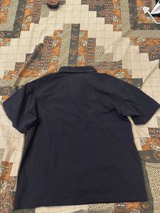 Men's Dark Blue Short Sleeve Collared Shirt
