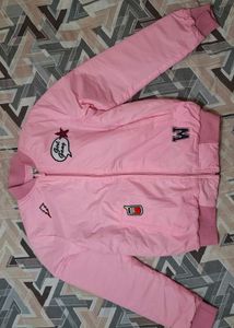 Pink Bomber Jacket with Patches