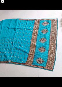 Beautiful Embellished Teal Saree
