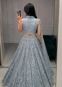 Elegant Grey Lace Lehenga Choli